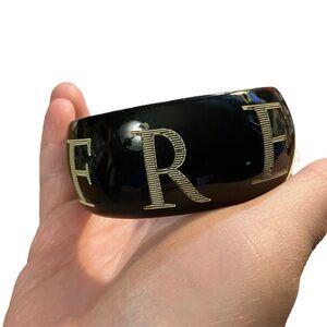 Lucky You Freedom Etched Black Chunky Bangle Bracelet